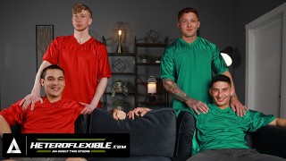HETEROFLEXIBLE – Horny Gay Couple Jim Fit & Jeremiah Cruze Try Swinging With Their College Buddies