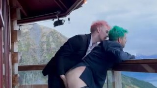 Buddy’s wife went to bed early at wedding, so he fucked me instead.